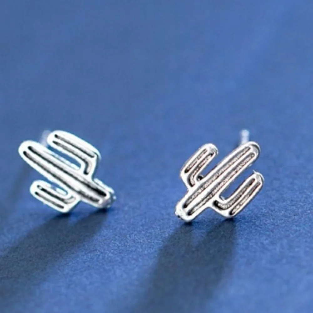 NEW‎ 925 Sterling Silver Cactus Stud🌵 Earrings